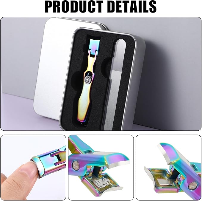 German Nail Clippers for Men, Ultra Sharp Heavy Duty Nail Clippers for Thick Nails with Wide Mouth, Portable Anti Splash Stainless Steel Finger Nail Clippers with Catcher for Women Seniors (Colorful)