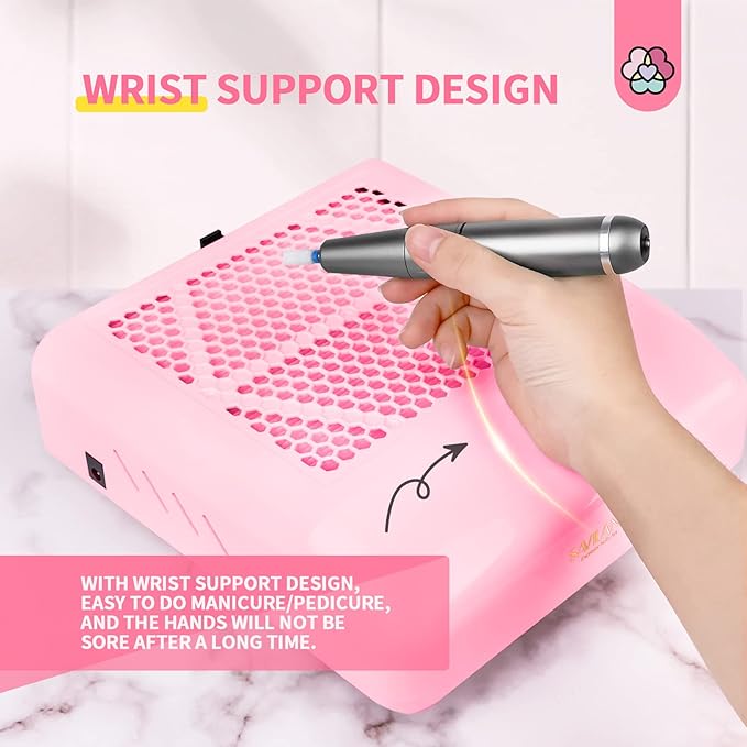 SAVILAND 80W Nail Dust Collector: New Pro - Superior Vacuum Machine Ultimate Upgrade Dust Collector Nail Tech Enhanced Quiet & Clean Efficiency Nail Salon or Home DIY Manicure Beginners Friendly