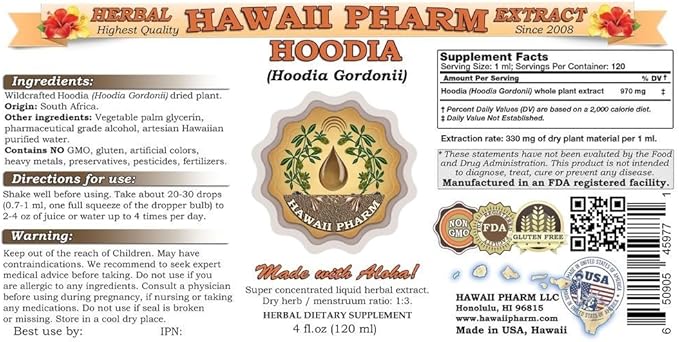 Hoodia Liquid Extract, Hoodia (Hoodia Gordonii) Tincture Supplement 15x4 oz