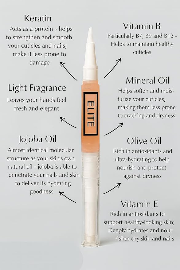 Elite Cuticle Oil Pen (Lavender) – Relaxing Nail & Cuticle Oil with Jojoba Oil, Olive Oil & Vitamin E – Soothing Nail Care Treatment (3ML)