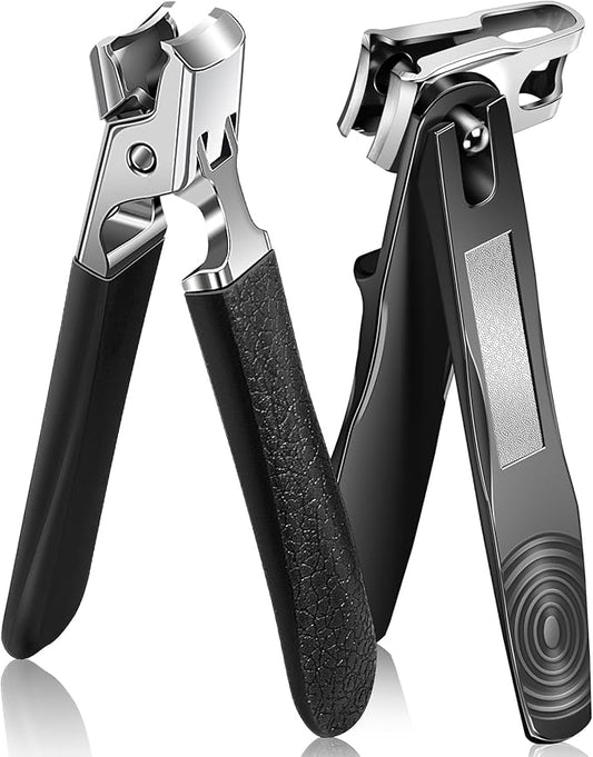 Toenail Clippers for Thick Toenails, Wide Jaw Opening Nail Clippers for Men Seniors, Large Heavy Duty Toe Nail Clippers with Rotary Head, Sharp No Splash Fingernail Clipper Cutter with Catcher