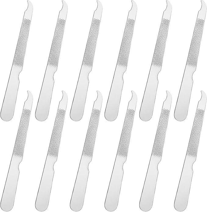 12 Pcs Metal Nail Files, Fingernail Files 3.6’’ Stainless Steel Thin Durable Nail File with Curved Sharp Pointed Tip Fingernail File