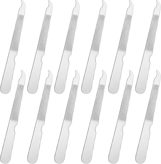12 Pcs Metal Nail Files, Fingernail Files 3.6’’ Stainless Steel Thin Durable Nail File with Curved Sharp Pointed Tip Fingernail File