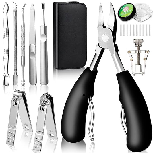 10 PCS Toenail Clippers Tool Kit, Modacraft Professional Podiatrist Nail Clippers Set for Thick & Ingrown Toenails Corrector Treatment, Wide Jaw Opening Nail Clippers Set for Seniors Pedicure, Unisex