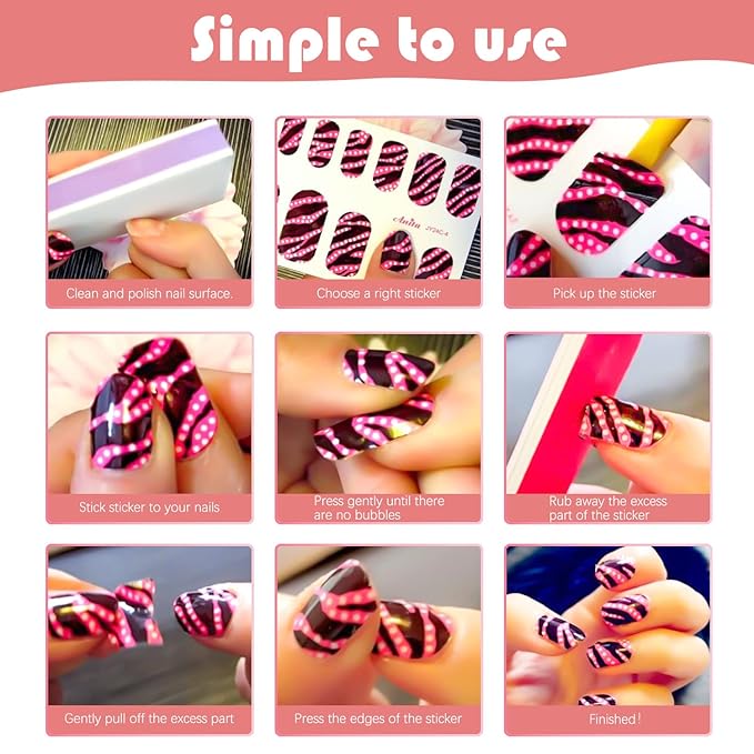 DANNEASY 16 Sheets Solid Color Nail Polish Strips Glitter Nail Wraps Gel Nail Strips Self Adhesive Nail Polish Stickers for Women Fingernails Nail Art Accessories with File, Cuticle Stick