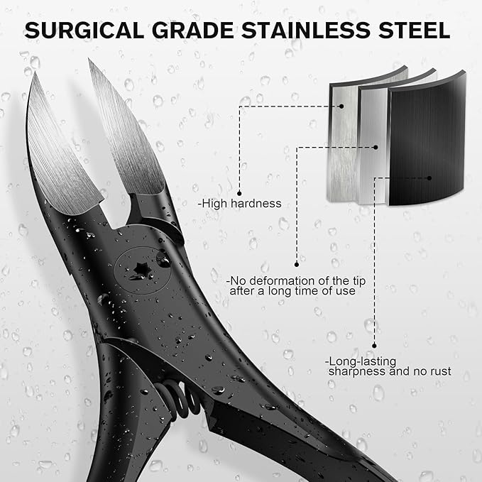 FERYES Podiatrist Toenail Clippers for Thick Nails – Curved Blade Scissors for Seniors, Ingrown Nail Trimming with Wide Jaw, Anti-Slip Handle, Premium Stainless Steel