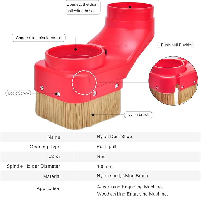 Daedalus NL330 CNC Dust Shoe, 100mm, Red