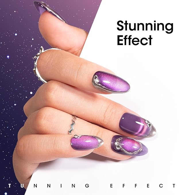GELLEN 9D Cat Eye Gel Nail Polish, 6 Colors Magnetic Cat Eye Gel Polish Set with Magnets, Purple Blue Pink Yellow Green Holographic Galaxy Nail Polish, Glitter UV Gel Nail Kit for Salon Home Nail Art