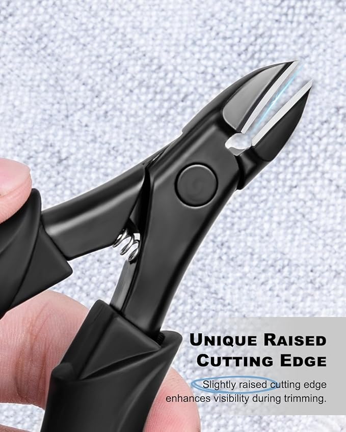 Toe Nail Clippers for Thick Nails for Seniors, Japanese Raised Cutting Edge Ingrown Toenail Clippers, Podiatrist Heavy Duty Abs Ergonomic Handle Large Nail Scissors, Black