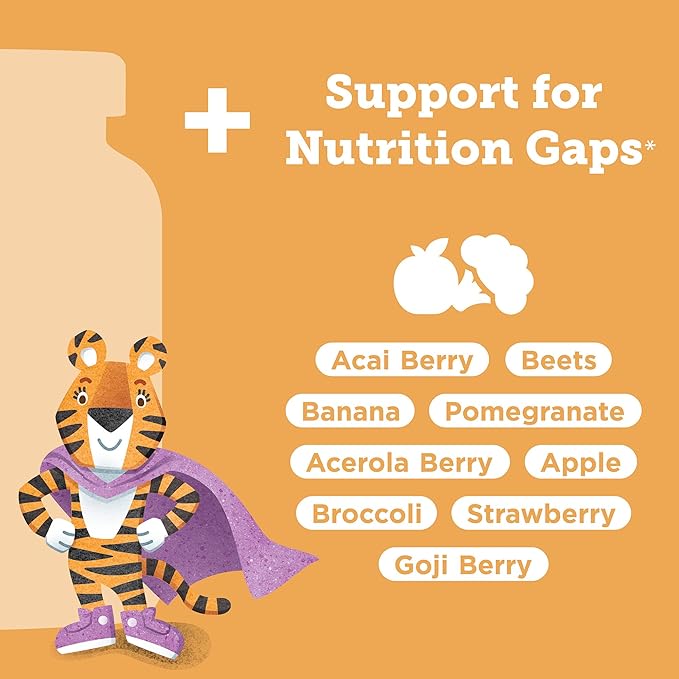 Hyland's Kids Multivitamin + Superfoods Boost, Sugar Free Natural Strawberry Flavored Gummies with Fruits & Veggies Blend, 60ct Bottle