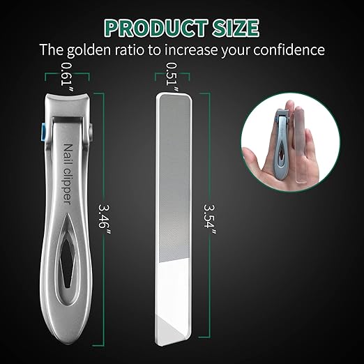 SZHLUX Nail Clippers Ultra Wide Jaw Opening Fingernail and Toenail Clippers Set for Thick Nails Cutter for Ingrown Manicure,Pedicure,Men & Women Big, Silver