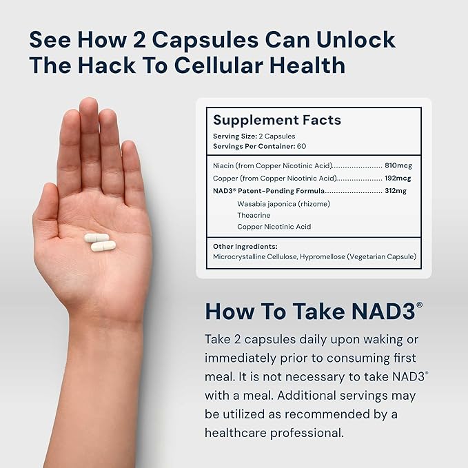 HPN NAD3 Clinical NAD+ Booster, Cellular Health & Natural Energy - NAD Supplement for Healthy Aging, Metabolic Support, NRF2 & Longevity, Nicotinamide Riboside & NMN Alternative, 120ct, 60-Day Supply