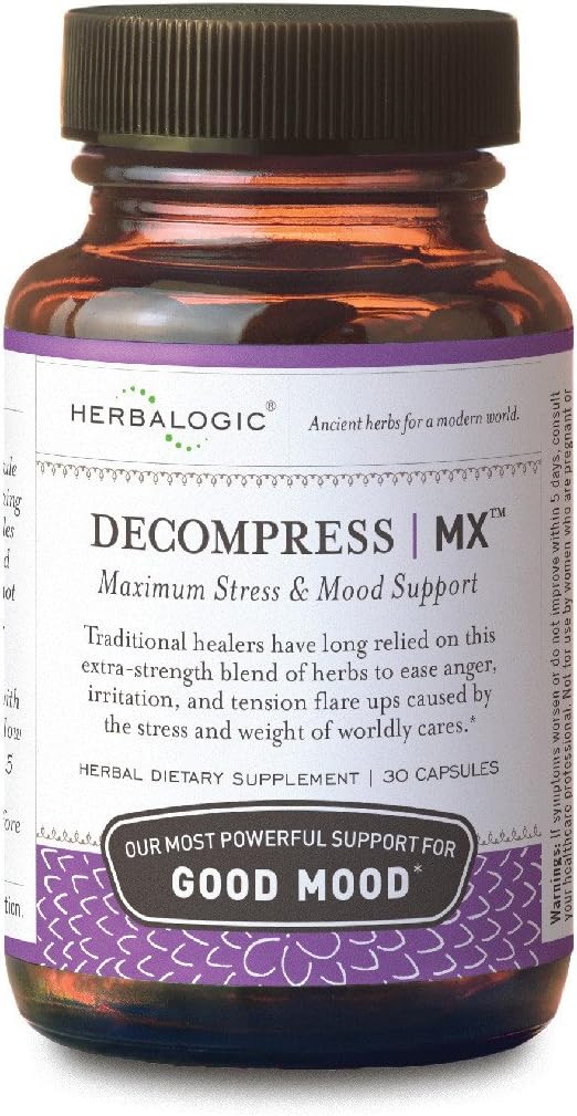 Decompress MX Herb Capsules - Maximum Stress & Tension Relief - Reduces Anger & Moodiness, Positive Mood Support - Based on The Traditional Chinese Formula Xiao Yao San - 30 Cap Count