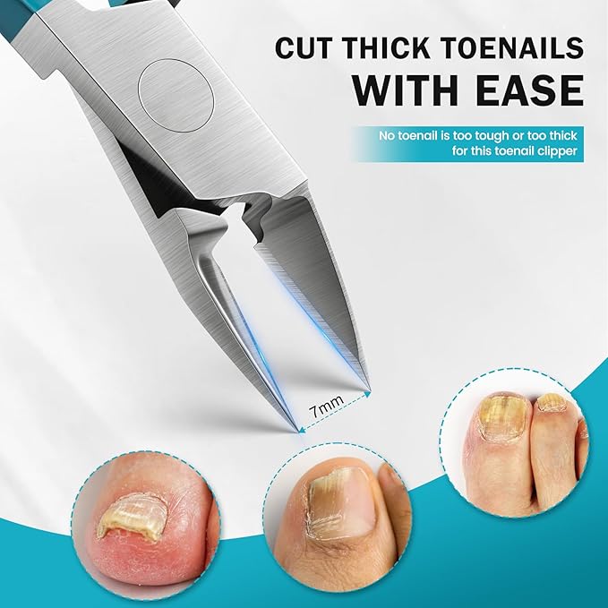 BEZOX Straight Blade Toenail Clippers - Wide Open Pointed Jaw Toe Nail Clippers for Ingrown Nails, Precision Grooming Toenail Scissors for Seniors Thick Toenails - Blue