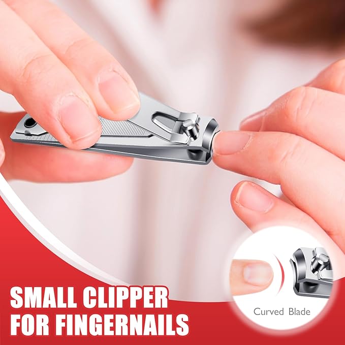 DRMODE Finger Nail Clippers Adult - Christmas Stocking Stuffers 8 Pack Nail Clippers Bulk for Men Women Sharp Travel Toenail Clippers and Fingernail Clipper Set Curved Cutter Trimmer with Nail File