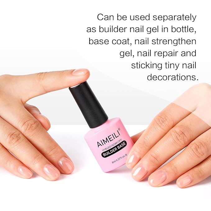 AIMEILI Builder Nail Gel, Hema Free, Cruelty Free, Vegan, Nail Strengthener Enhancement Building Rubber Base Coat for Manicure - BD1022
