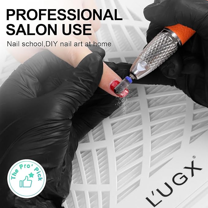 L'UGX Rechargeable Nail Dust Collector with 2 Reusable Filter, Professional Nail Vacuum Dust Collector Nail Tech Fan Extractor Powerful Suction Machine, Perfect for Home Salon Use
