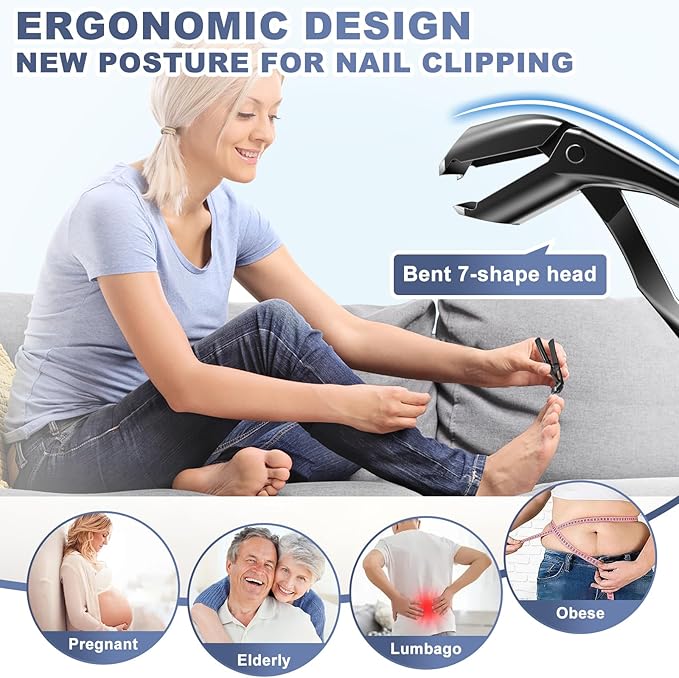 Toenail Clippers for Thick Toenails, Stocking Stuffers 2025 Gifts for Men Women, Angled Head Large Toe Nail Clippers with Wide Jaw Opening, Christmas Xmas Presents Gifts for Adults