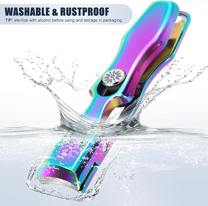 Stocking Stuffers for Men, Upgrade Colorful Wide Jaw Nail Clippers with Catcher - New Toenail Clippers for Men Seniors Thick Nail, Anti-Splash Ultra Sharp Christmas Xmas Presents Gifts for Adults