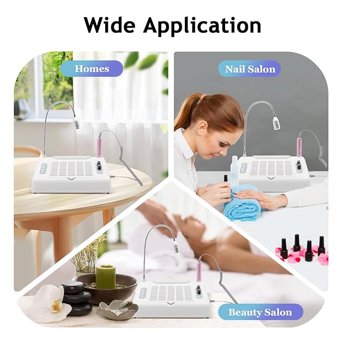 5 in 1 Nail Dust Collector, Manicure Machine Nail Dust Collector, Professional 30000rpm Multifunctional Electric Nail Drill Machine with Dust Collector Vacuum LED Desk Lamp for Acrylic Nails