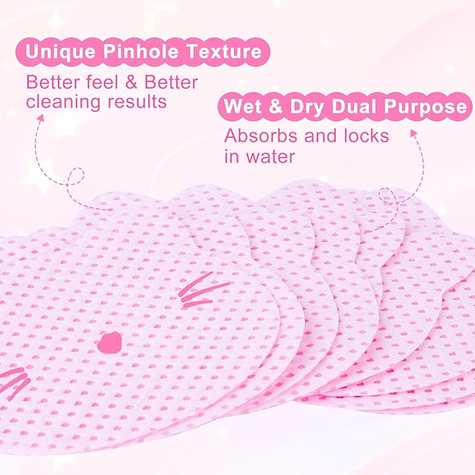MEKK Lint Free Nail Wipes 800PCS Cat Shape - Super Absorbent Non-Woven Gel Nails Wipes for Nail Polish Remover and Eyelash Extension Glue, Convenient and Hygienic (Pink)