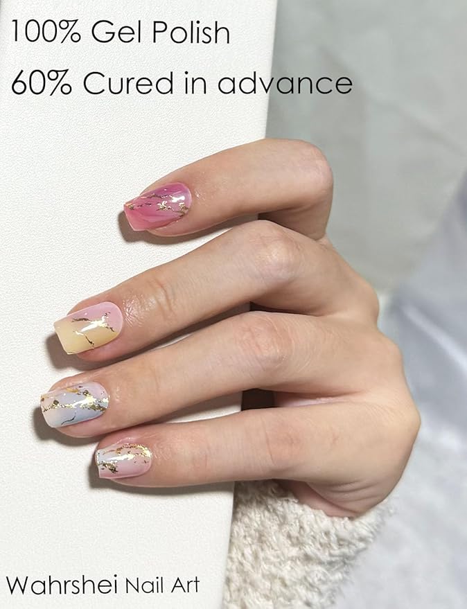 Semi Cured Gel Nail Strips, 20pcs UV Gel Nail Wraps, Marble G Line