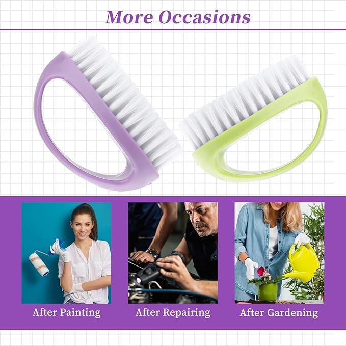 2 Pcs Nail Clean Brushes for Hand Finger Foot Toe Small Scrubber Cleaner with Handle for Cleaning Fingernails Nylon Firm Stiff Bristles Deep Clean Scrubber for Toes and Nails Men Women Kids