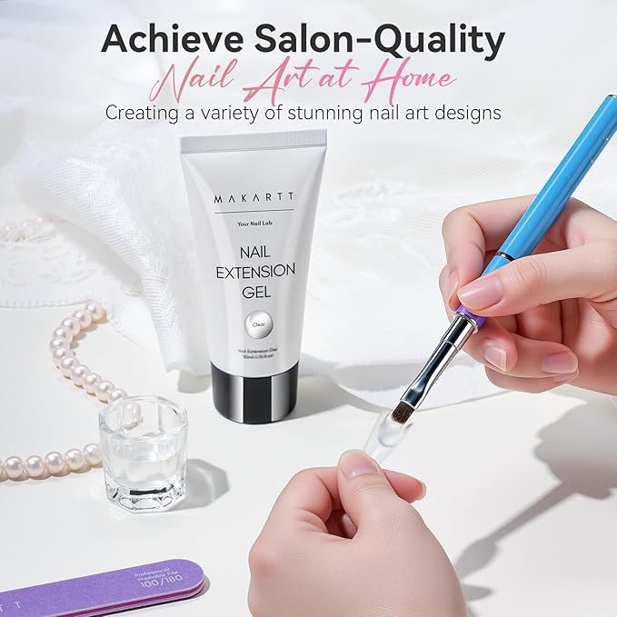 Makartt Poly Nail Gel: Clear 50ML Gel Builder for Natural-Looking Strengthener 3D Molding Gel for Trendy Nail Art-Long-Lasting and Easy to Use Supplies