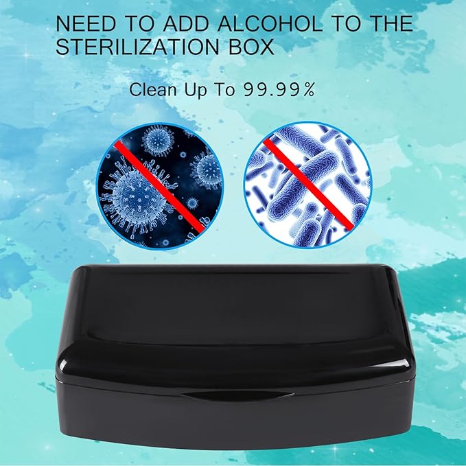 Aifeiter Nail Tool Sterilizer Box,Plastic Sterilizing Tray,The Disinfection Box for Nail Art Tools is Applicable to Nail Art Tools, Tweezers, Hair Salons, Spas and Manicure Equipment-Black