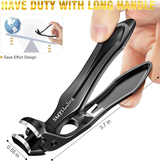 Stocking Stuffers for Men 2025, Toenail Clippers for Thick Nails Angled Head Large Nail Clippers with Wide Jaw, Heavy Duty Sharp Edgy Fingernail Clippers