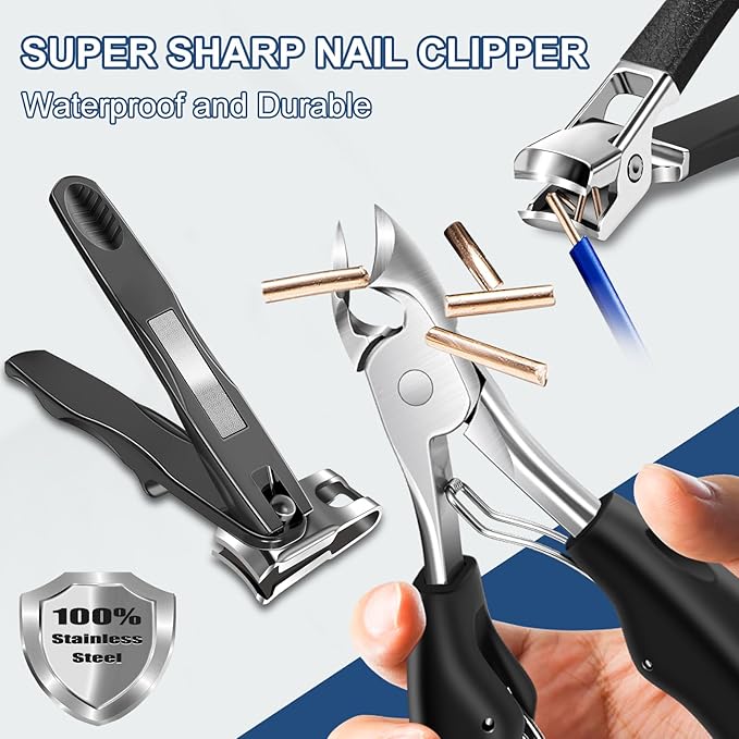 Toenail Clippers for Seniors Thick Toenails, Mens Stocking Stuffers 2025, Heavy Duty Large Toe Nail Clippers for Men with Catcher, 360°Rotating Nail Clippers, Christmas Xmas Presents Gifts for Adults