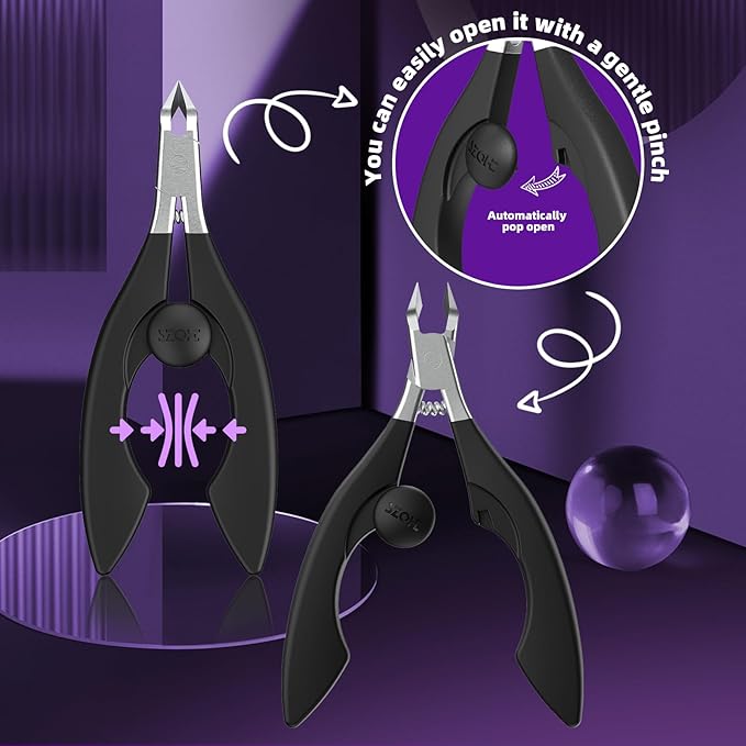 SZQHT Professional Stainless Steel Toenail & Nail Clippers with Safety Lock – Precision Straight Blade Ingrown & Thick Nail Cutter, Built‑in Spring & Non‑Slip ABS Handle