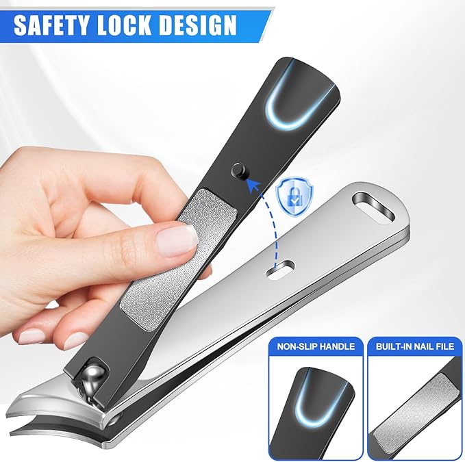 Toe Nail Clippers for Men Thick Nails for Seniors, Heavy Duty Large Straight Nail Clippers with Wide Opening, Ingrown Mens Slanted Toenail Clippers for Thick Toenails Long Handle Gifts for Men