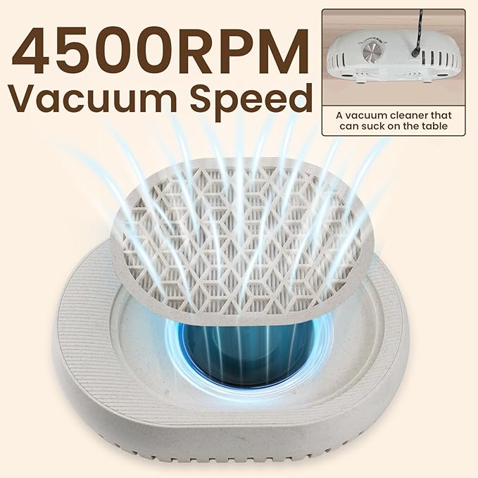Professional Nail Dust Collector with Strong Suction, Quiet Adjustable Nail Dust Collector for Acrylic Nails, Upgraded Brushless Turbo Fan Nail Dust Collector, Salon & Home