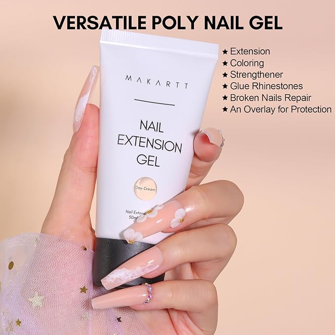 Makartt Poly Nail Gel: 50ML Nude Nature Day-dream Classic Colored Gels Builder for Extension Strengthener-Long-Lasting and Easy to Use Supplies for Trendy Design Salon Home Manicure
