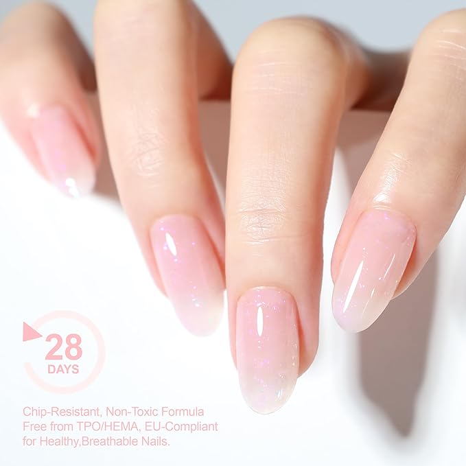 Hema Free Builder Base Gel, Soak Off Shimmer Enhancement Gel Nail Polish, Long Lasting UV Led For Nails Thickening, Salon Shine Finish