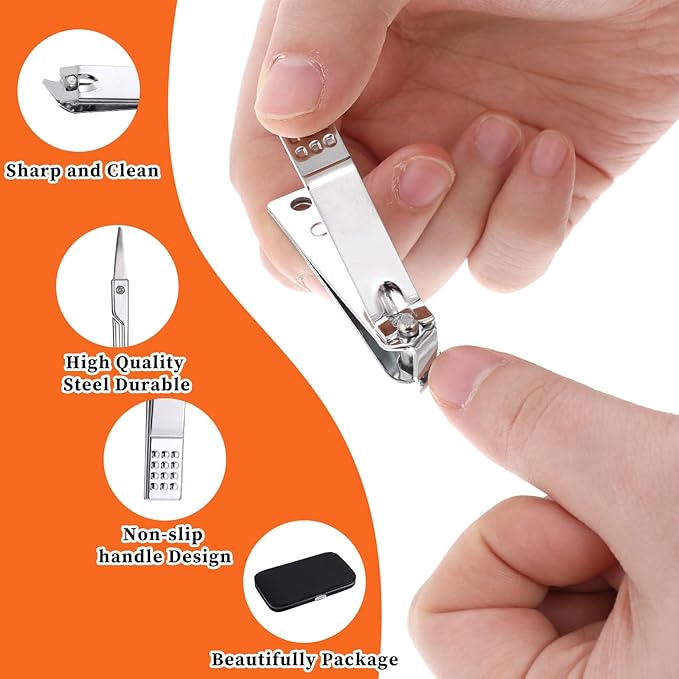 12 Sets Manicure Set Bulk Nail Clippers Pedicure Kit for Men, Nail Grooming Pedicure Kit with Case Travel 8 in 1 Stainless Steel Professional Nail Care Tools Set