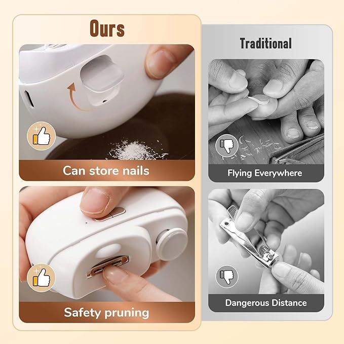 Electric Nail Clipper, 2026 New 2 in 1 Electric Polishing Automatic Nail Clippers, with Polishing, Multifunctional Nail Trimmer with 2 Adjustable Speeds for Seniors, Kids, Adults (White)
