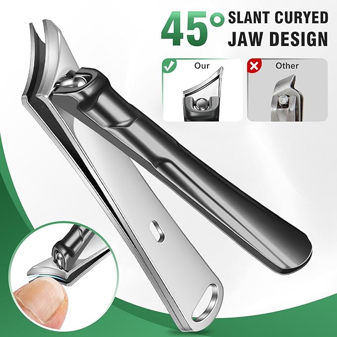Toenail Clippers for Seniors Thick Toenails, 2025 Upgrade Long HandleToe Nail Clippers with Angled Head, 45° Slanted Toenail Clippers and 37mm Wide Opening Ingrown Nail Clippers, 6PCS