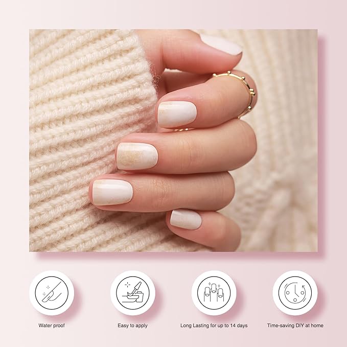 Semi Cured Gel Nail Strips - 30PCS Gel Nail Stickers for UV Light, Long-Lasting Gel Nail Wraps, Salon-Quality Semi Cured Nail Stickers, 2 Weeks Wear, Easy DIY Gel Manicure-Gilded Shards