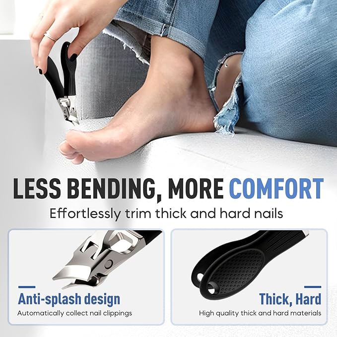 Wide Jaw Opening Anti-Splash Slanted Nail Clipper, Fingernail and Toenail Clippers Clippers for Ingrown Nails, Curved Toenail Clippers for Thick Nails, Household Slanted Nail Clippers (Orange)