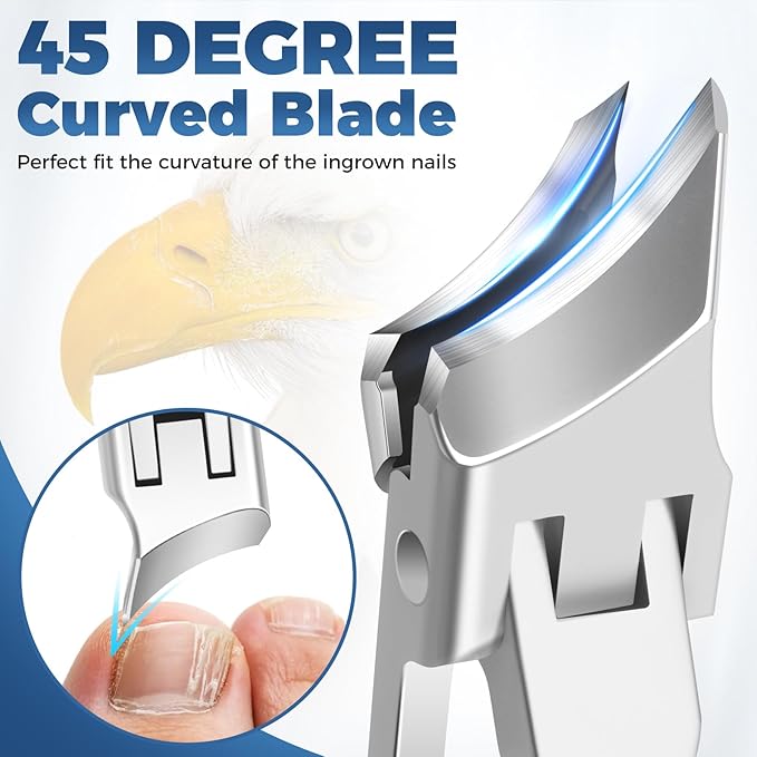 Ingrown Toenail Clippers - Christmas Xmas Presents Gifts, Wide Jaw Opening Nail Clippers with Catcher, 45 Degrees Toenail Clippers for Seniors Slanted Nail Clipper Stocking Stuffers Gifts for Men