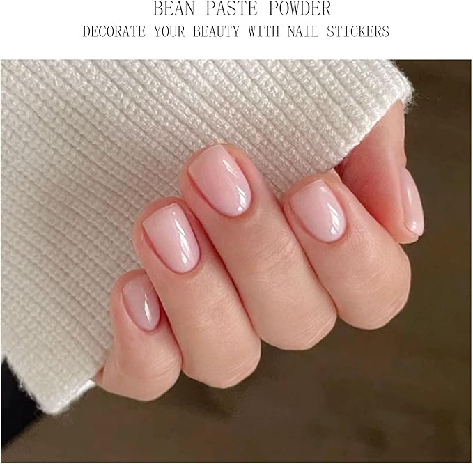 JMEOWIO Gel Nail Stickers Cream Light Pink Semi Cured Gel Nail Strips Wraps UV/LED Nails Art Design Decoration Accessories
