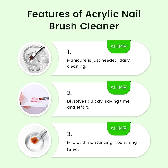 AIJIMEI Nail Brush Cleaner Gel Fast Cleaning Nail Brush Cleaner Easy To Use For Salons And Home Use Acrylic NailBrush Cleaner, 2Pcs 4FL.OZ