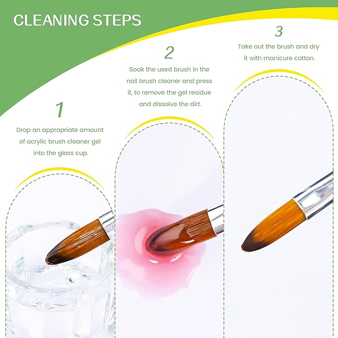 Aijimei Nail Brush Cleaner Gel Nail Art Brush Restorer Manicure Tool Professional Acrylic Brush for Home Salon Use (60ml/2fl.oz-Mint)