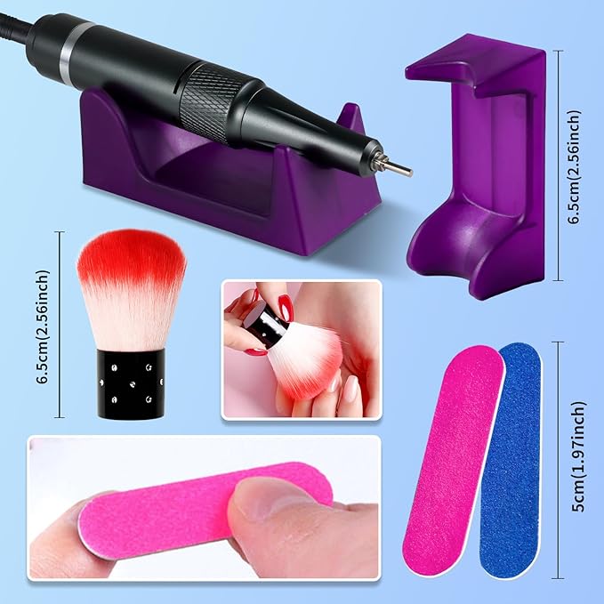 Professional Electric Nail Drill Kit 35000RPM with 14PCS Bits White Portable Rechargeable Cordless File Machine for Acrylic Gel Powder Nails and Manicure Pedicure Toenail Tool Salon Set