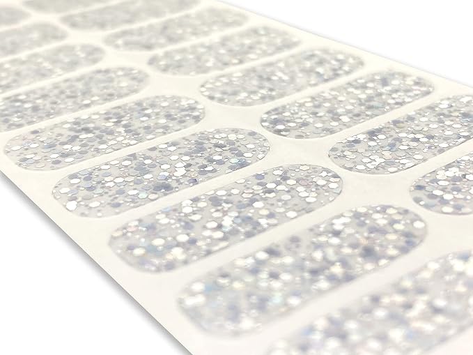| 20 Exquisite Gel Nail Polish Strips w/Application Accessories - No UV/LED Lamp Required (Clear & Sparkle)