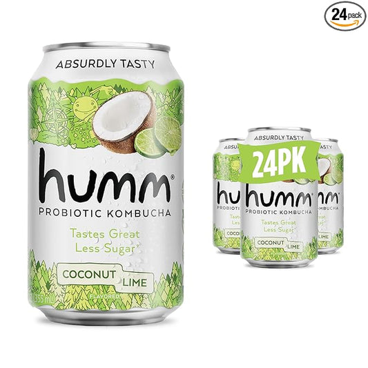 Humm Kombucha Coconut Lime, Organic, Vegan & GMO Free (24 Pack)