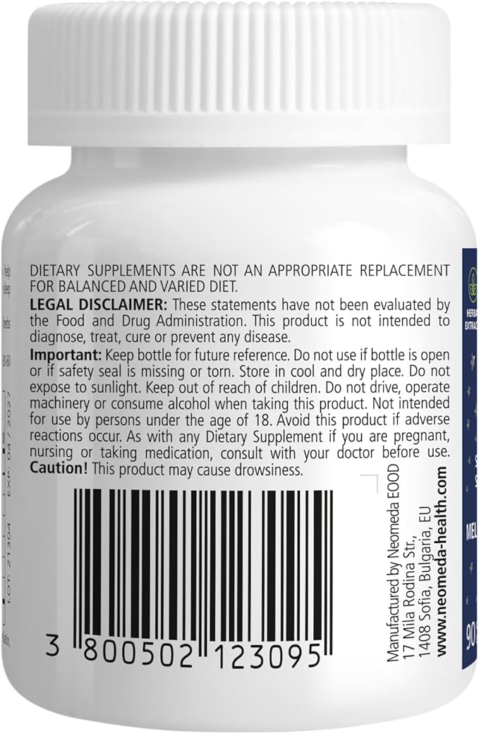 Melatonin Sleep Herbal Blend - Natural Sleep Support for Restful Nights with Melatonin 5mg & Calming Herbs - Drug-Free Dietary Supplement, 90 Capsules, 90-Day Supply