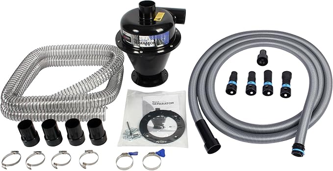 Quick Click Dust Collection Separator, w/ 16 Ft Hose Set and Urethane Ducting Hose
